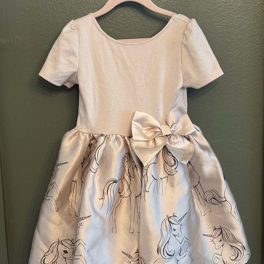Elegant Cream Unicorn Kids Dress